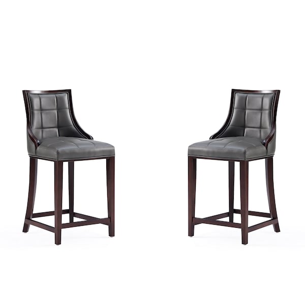 Manhattan Comfort Fifth Avenue Faux Leather Counter Stool in Pebble Grey - Set of 2 2-CS012-PE - main